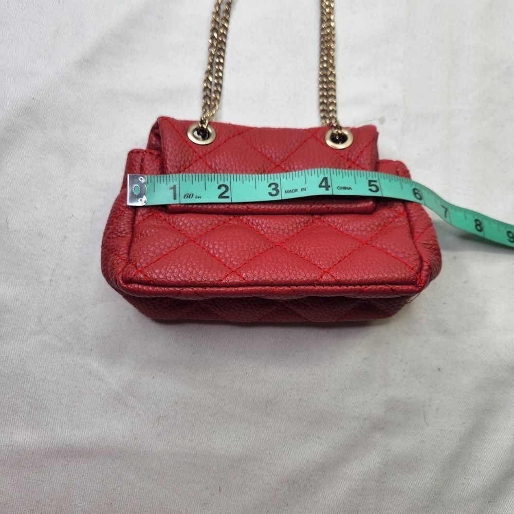 Chloe K New York Emma Mini Bag Red Gold Quilted Bag - Picture 5 of 6